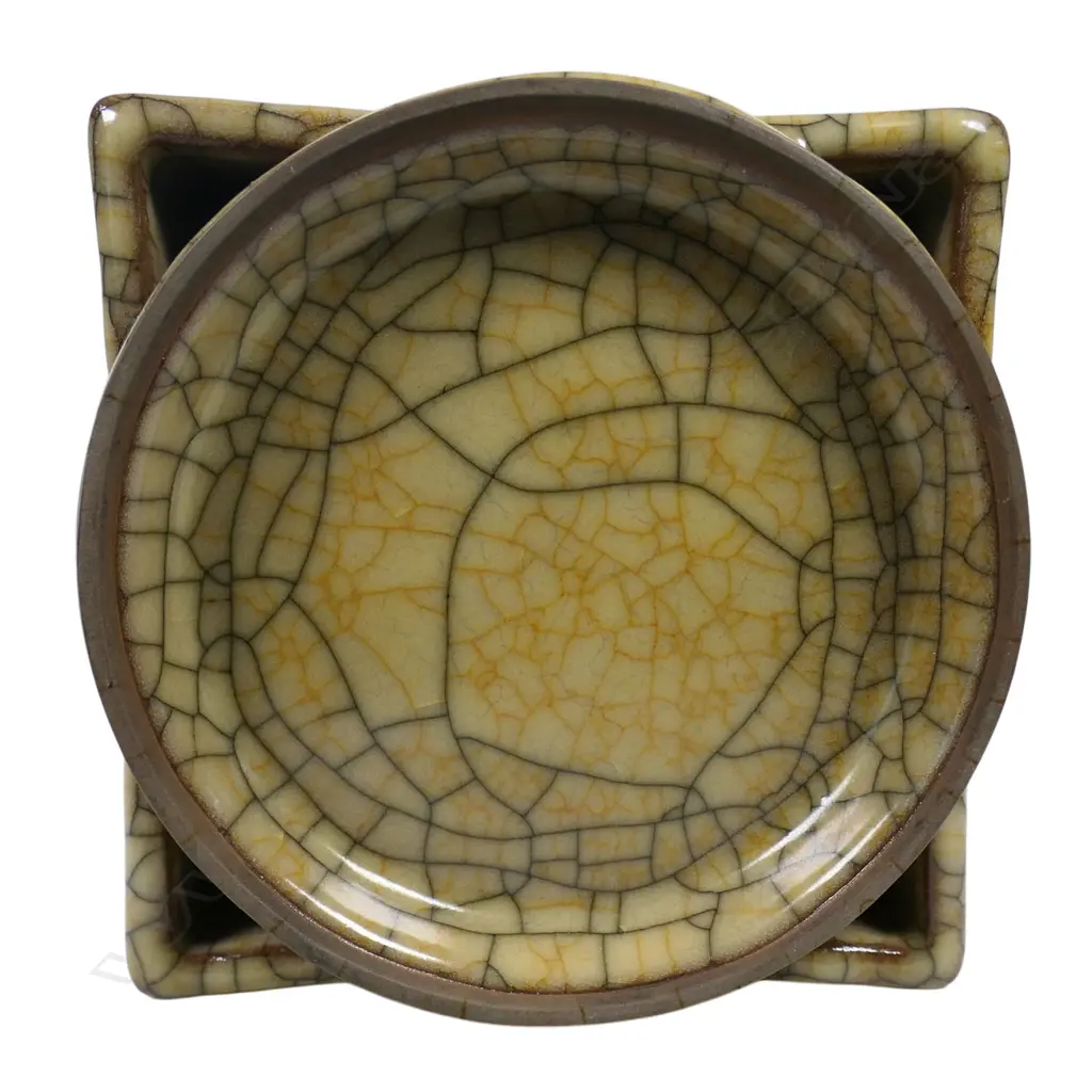 A large Chinese Song style Ge kiln Cong vase, Image 1++
