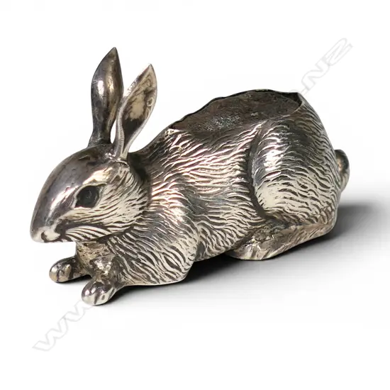 A rare Edwardian silver rabbit pin cushion,