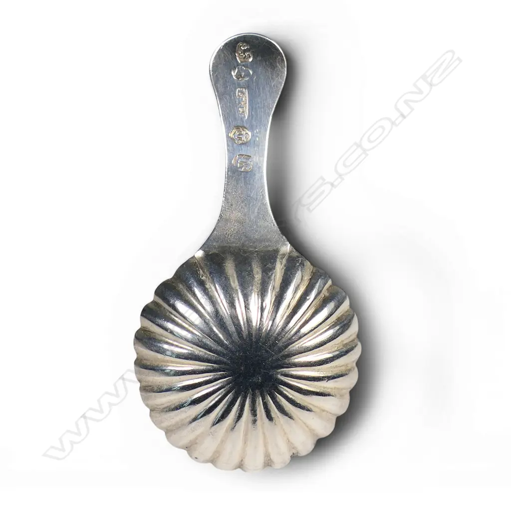 A George IV silver shell bowl caddy spoon, Image 1++