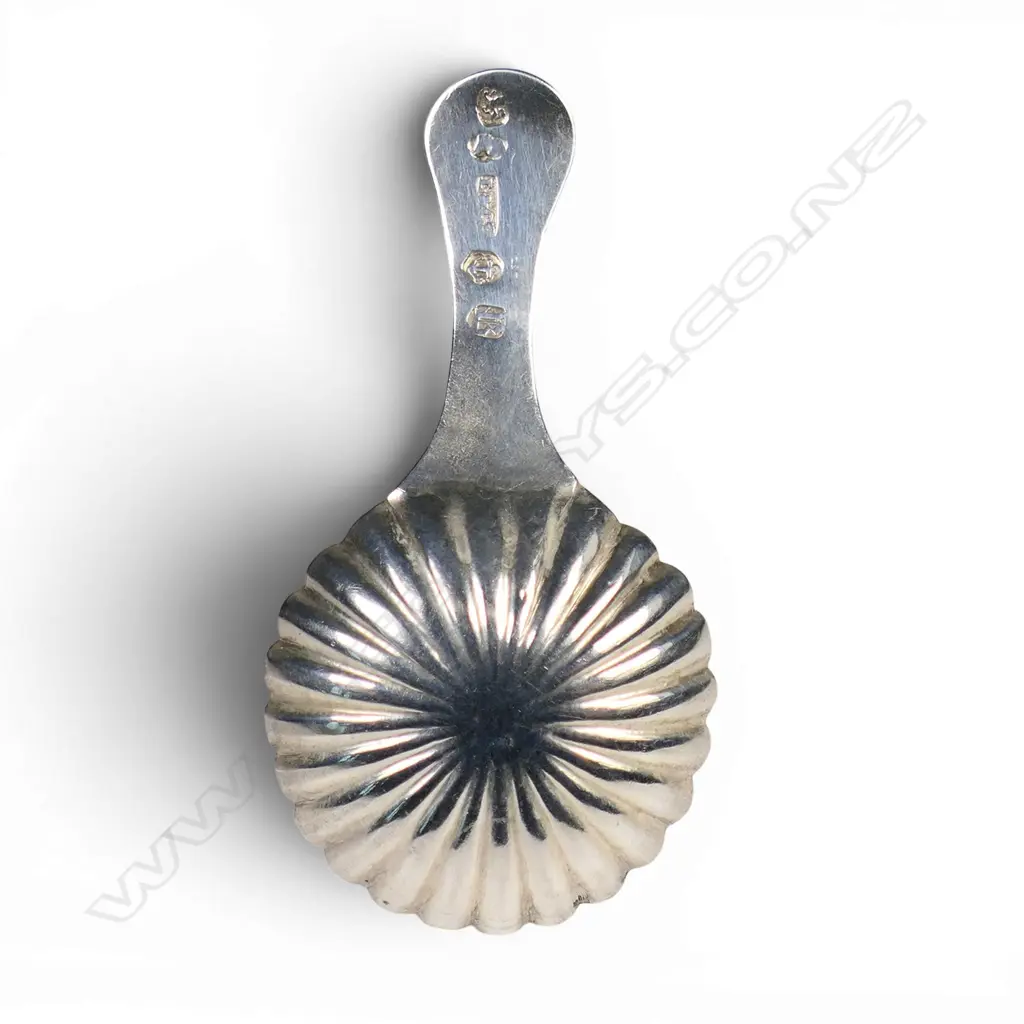 A George IV silver shell bowl caddy spoon, Image 1++