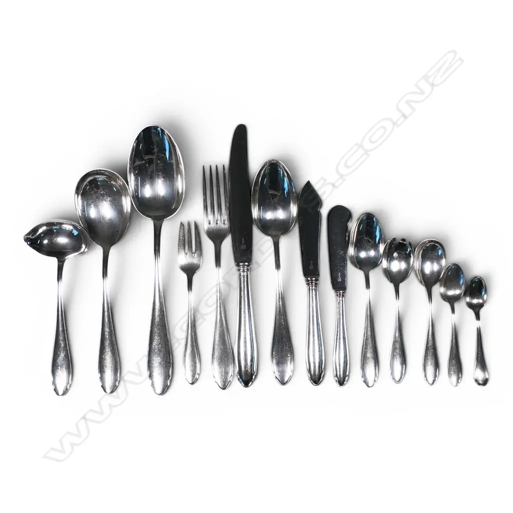 A vintage Swiss Jezler .800 silver six place cutlery service, Image 1++