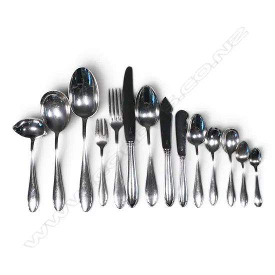A vintage Swiss Jezler .800 silver six place cutlery service,