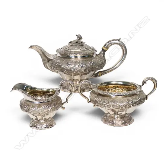 George IV silver fancy tea service,