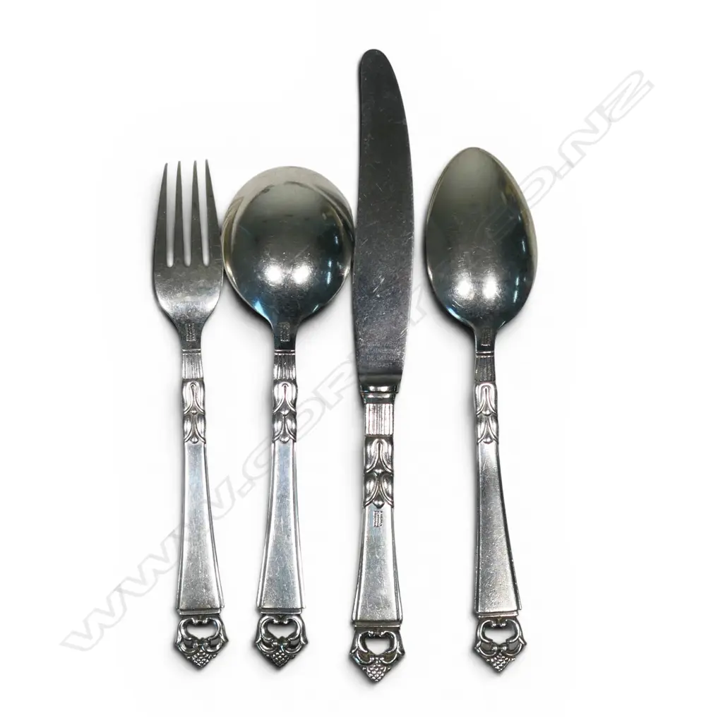 Vintage Danish Frigast sterling silver 'Danish Crown' pattern cutlery service, Image 1++