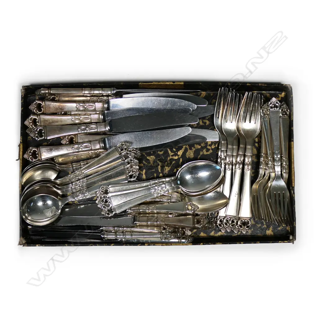 Vintage Danish Frigast sterling silver 'Danish Crown' pattern cutlery service, Image 1++