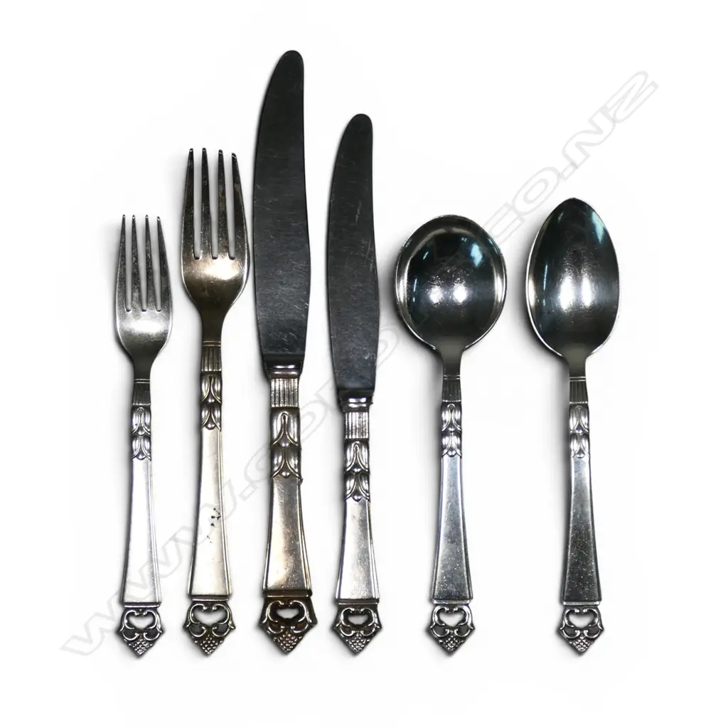 Vintage Danish Frigast sterling silver 'Danish Crown' pattern cutlery service, Image 1++