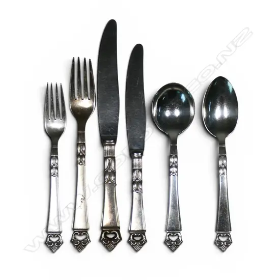 Vintage Danish Frigast sterling silver 'Danish Crown' pattern cutlery service,
