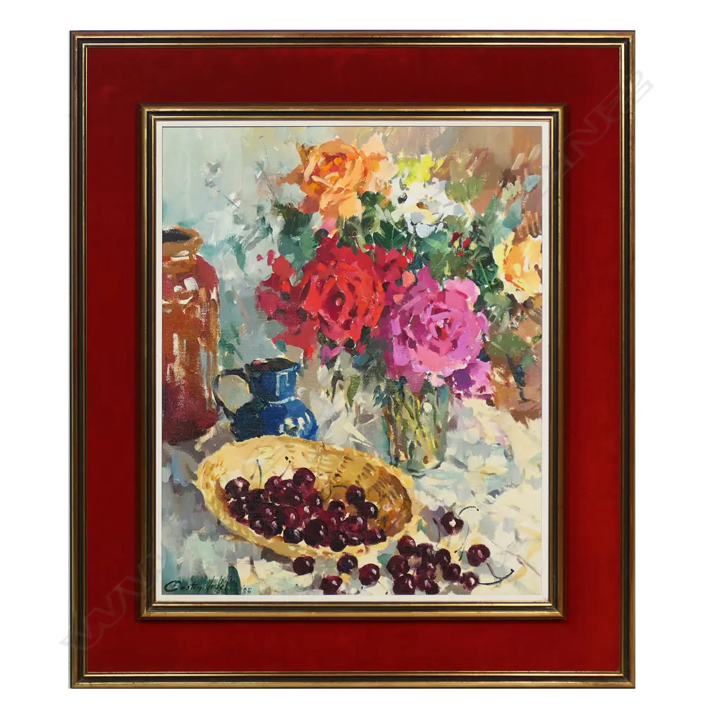 Gaston de Vel (1924-2010) 'Roses and Cherries', Image 1++