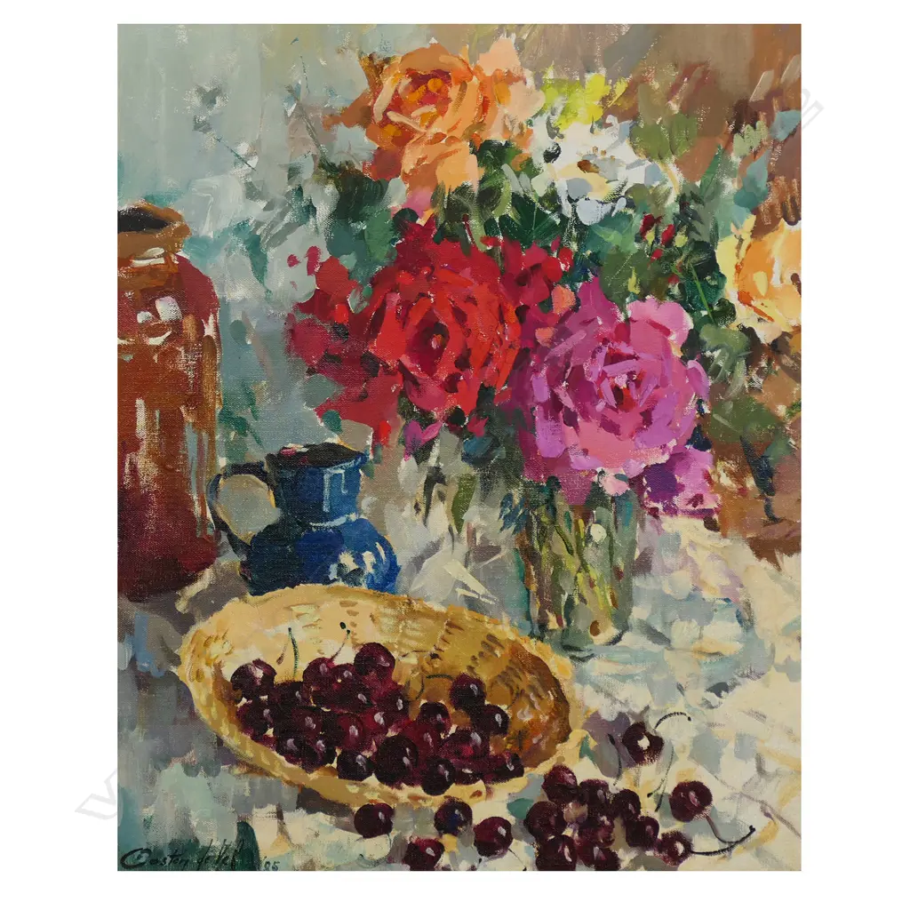 Gaston de Vel (1924-2010) 'Roses and Cherries', Image 1++