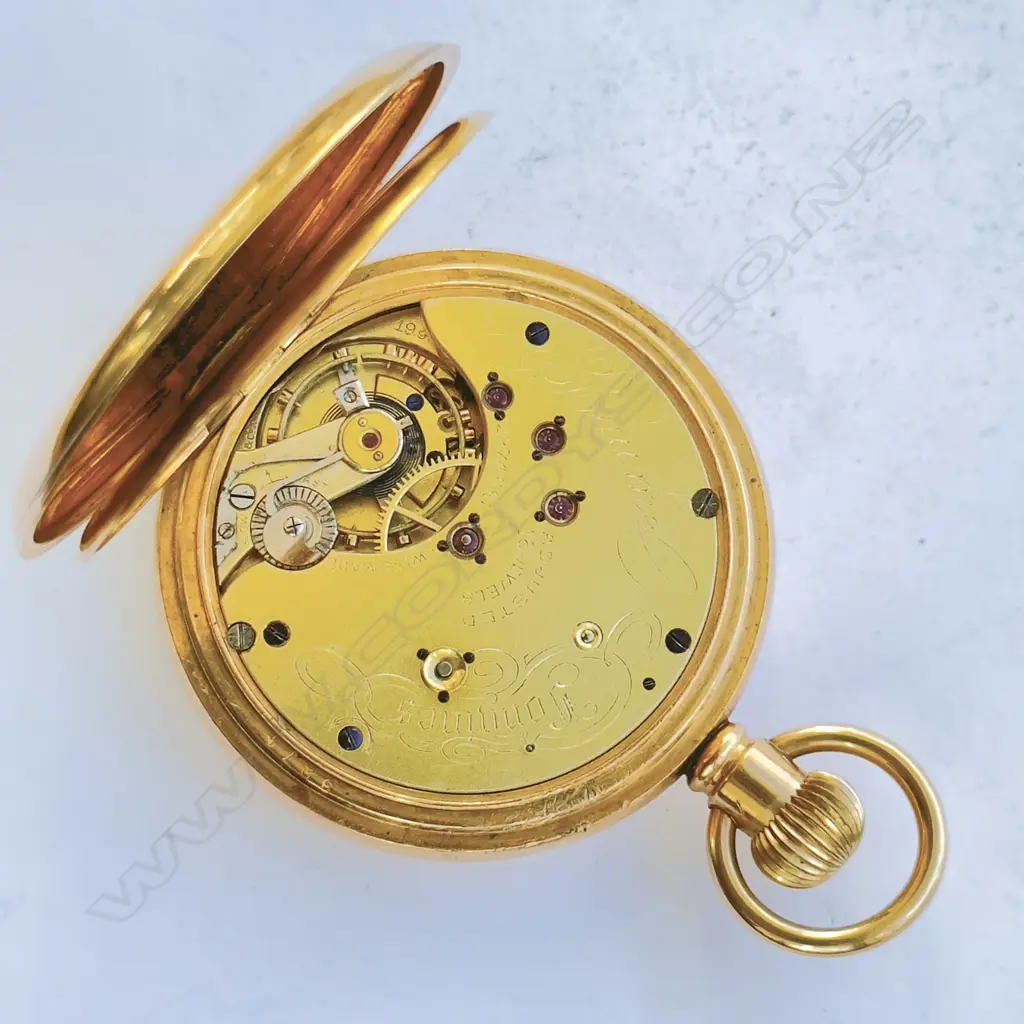 Gold plated cased hunter pocket watch by Baume Longines, Image 1++