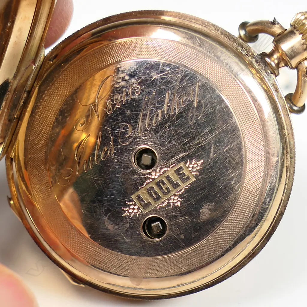 A 19thC 14ct rose gold and enamel ladies full hunter pocket watch, Image 1++
