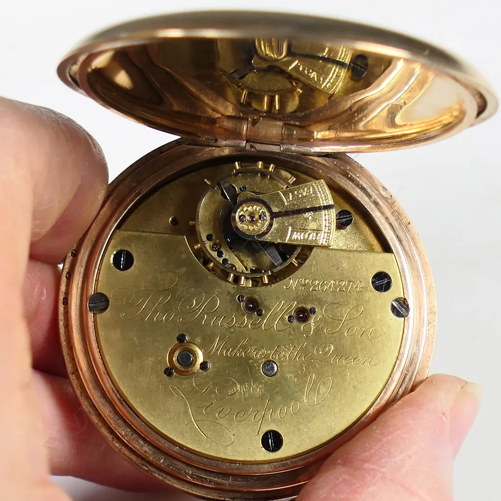 A late 19th/early 20thC gold plated open face centre seconds chronograph pocket watch, Image 1++