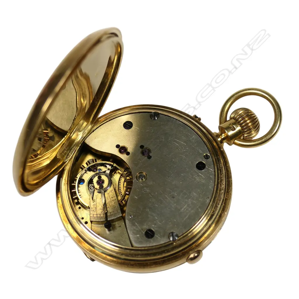 An 18ct gold two button chronograph full hunter pocket watch, Image 1++
