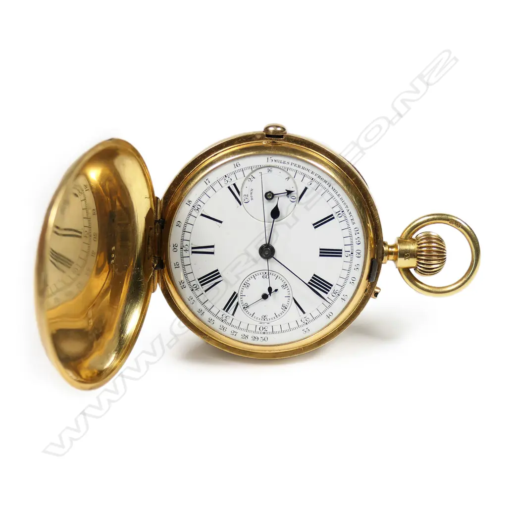 An 18ct gold two button chronograph full hunter pocket watch, Image 1++