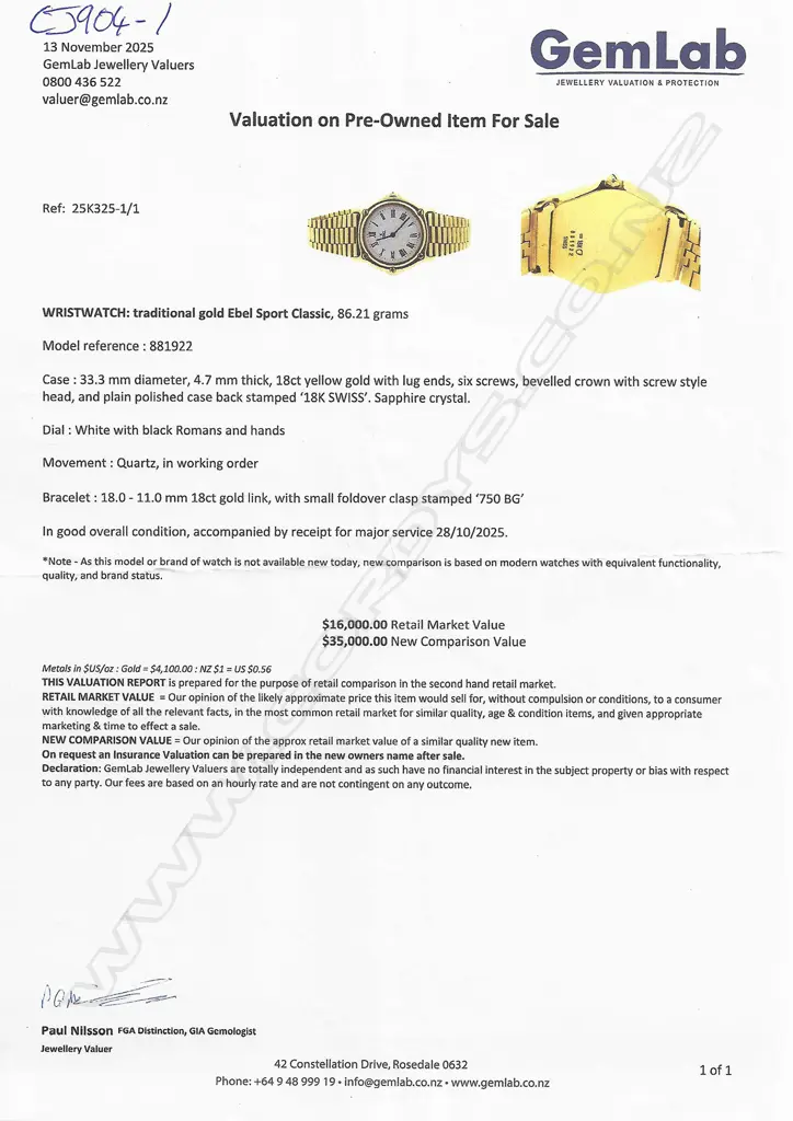 An 18ct gold Ebel Sport Classic wristwatch, Image 1++