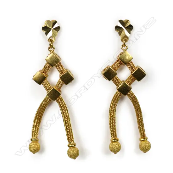 A pair of 22ct gold earrings,