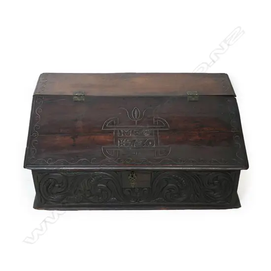 An 18thC oak bible box,