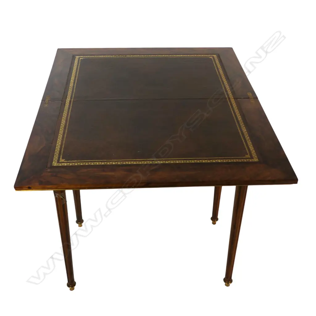 A 19thC French walnut writing table, Image 1++