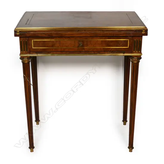 A 19thC French walnut writing table,