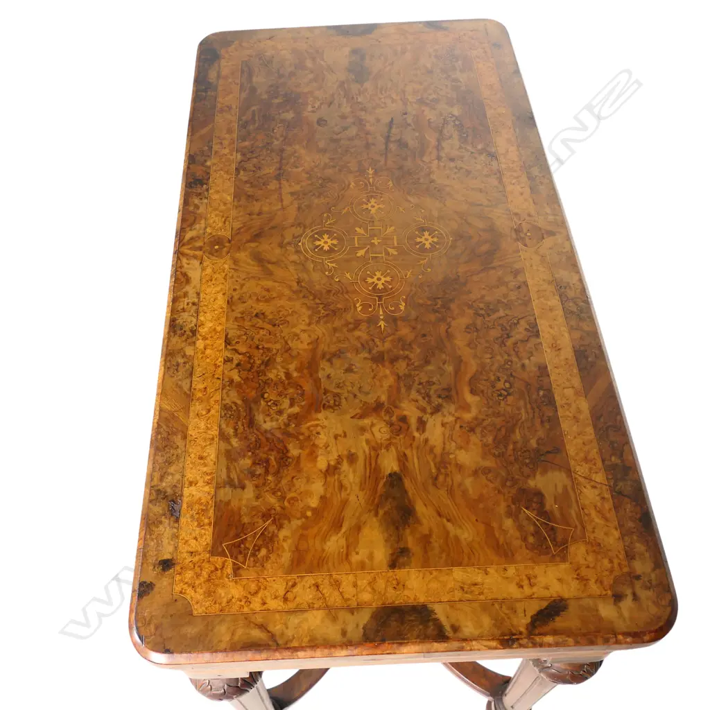 A Victorian burr walnut games table, Image 1++