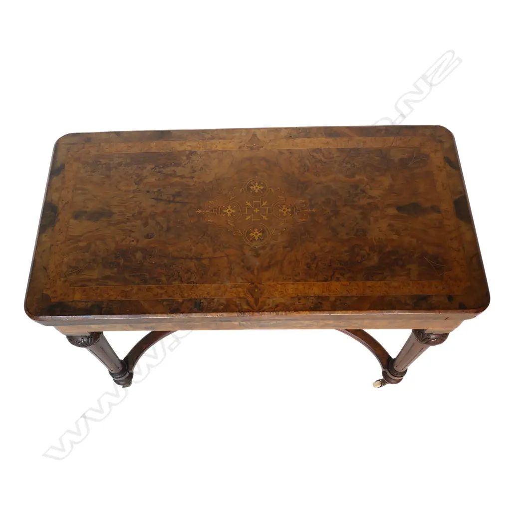 A Victorian burr walnut games table, Image 1++