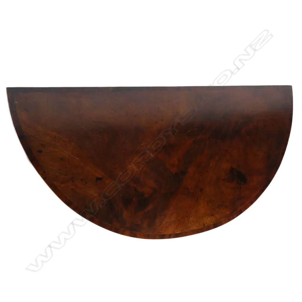 George III Sheraton quality cross-banded flame mahogany fold-over top card table, Image 1++