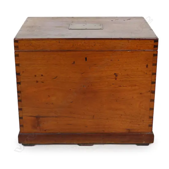 An 19thC mahogany square chest,