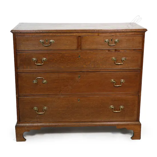 A Georgian oak chest of drawers,