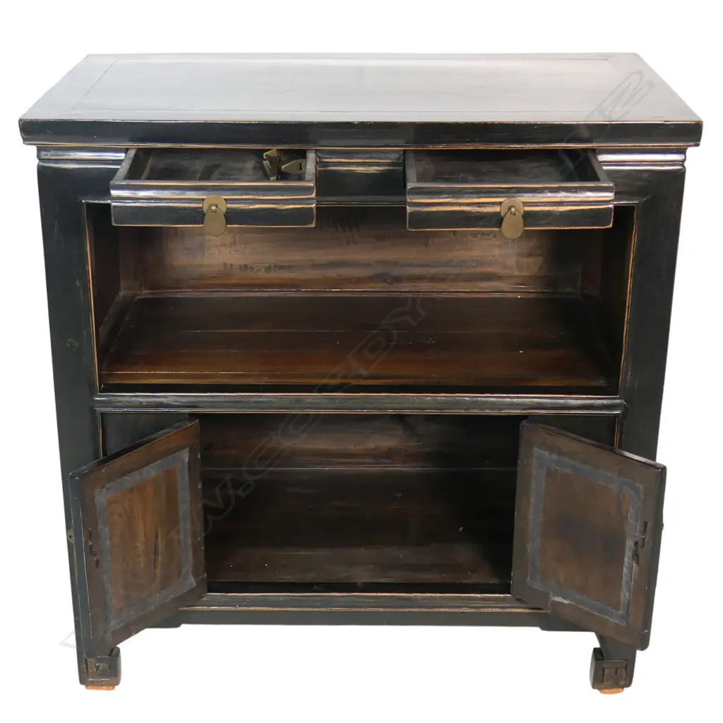 Vintage Chinese ebonised cabinet, Image 1++
