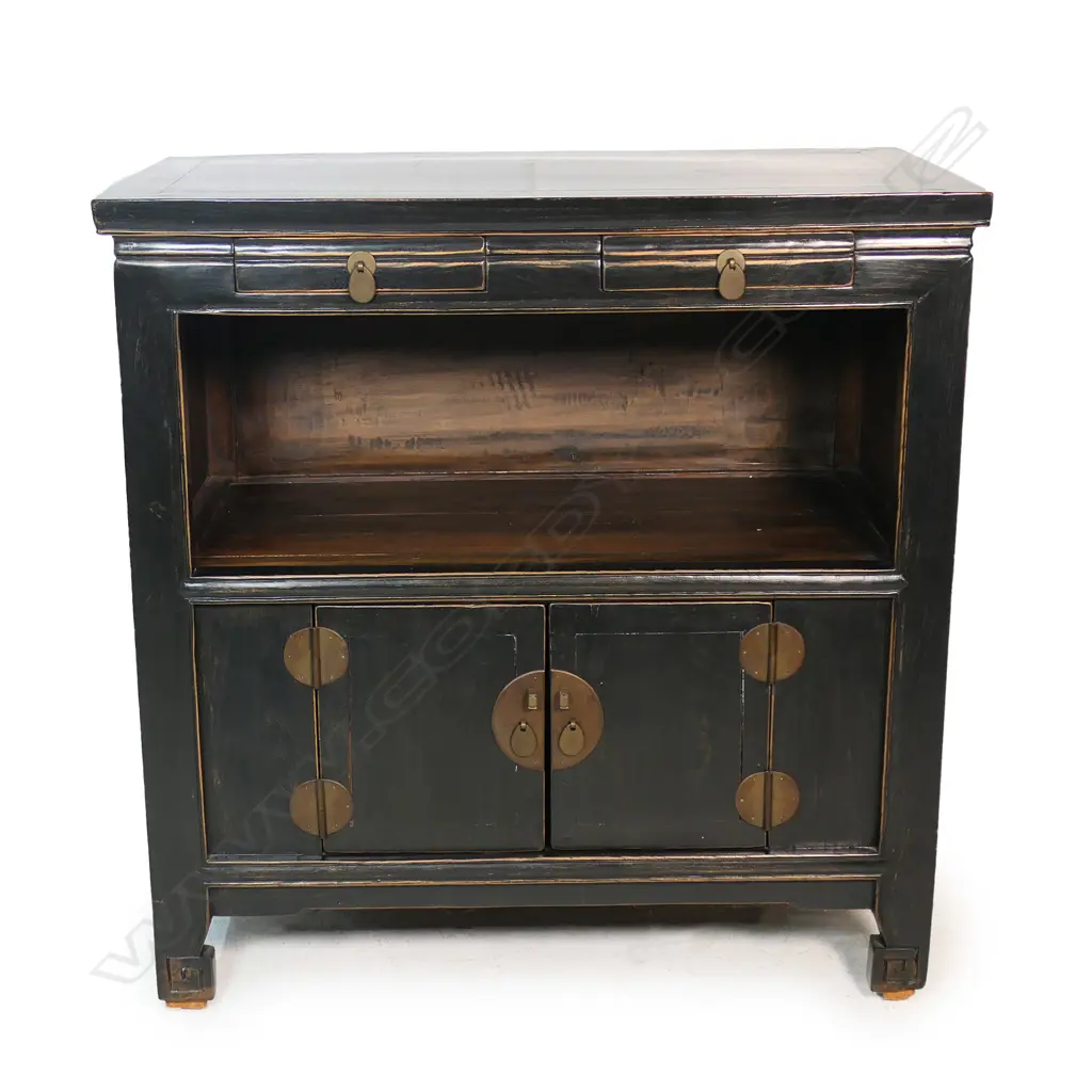 Vintage Chinese ebonised cabinet, Image 1++