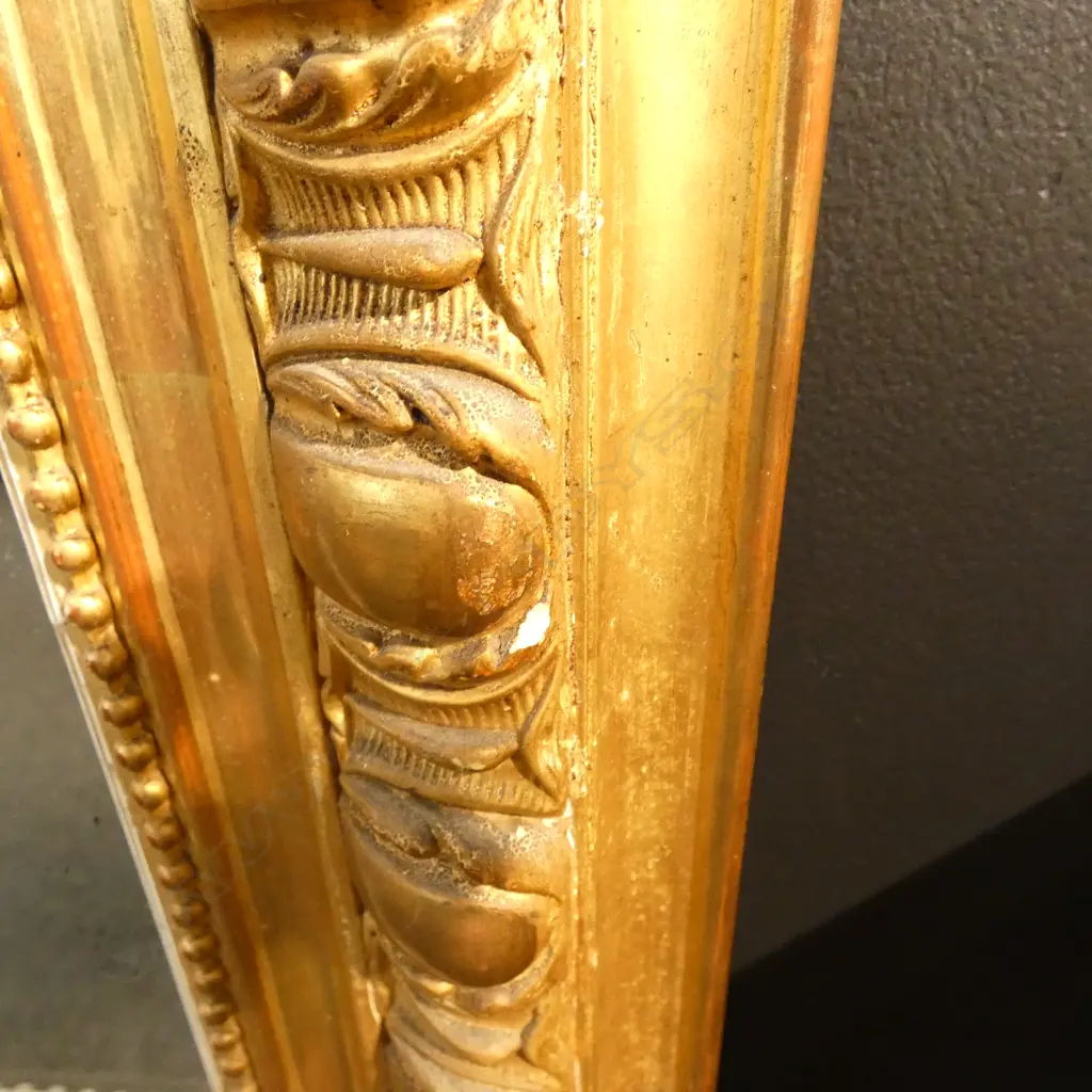 A large 19thC gilt framed over mantel mirror, Image 1++