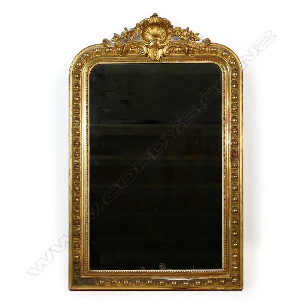A large 19thC gilt framed over mantel mirror, Image 1++