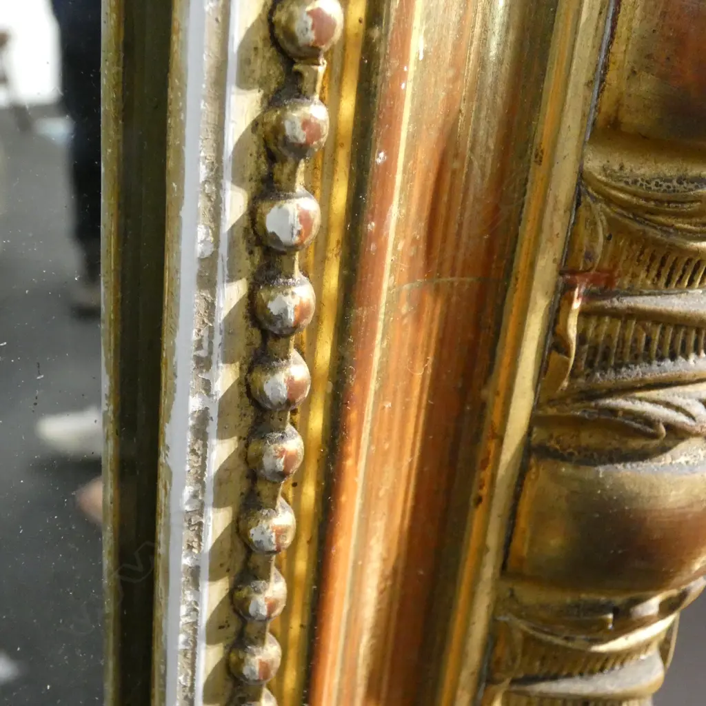 A large 19thC gilt framed over mantel mirror, Image 1++