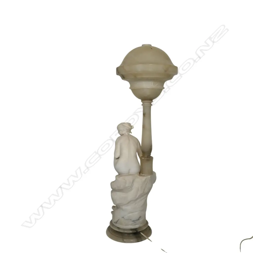 An Art Deco marble and alabaster figural lamp, Image 1++