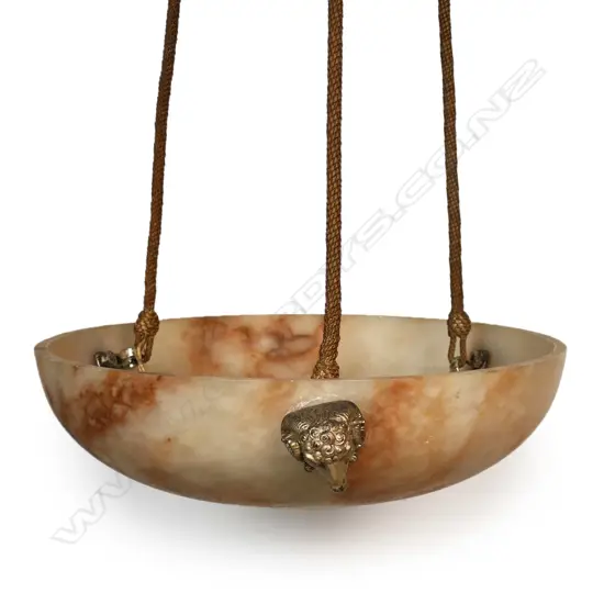A vintage alabaster ceiling light shade,