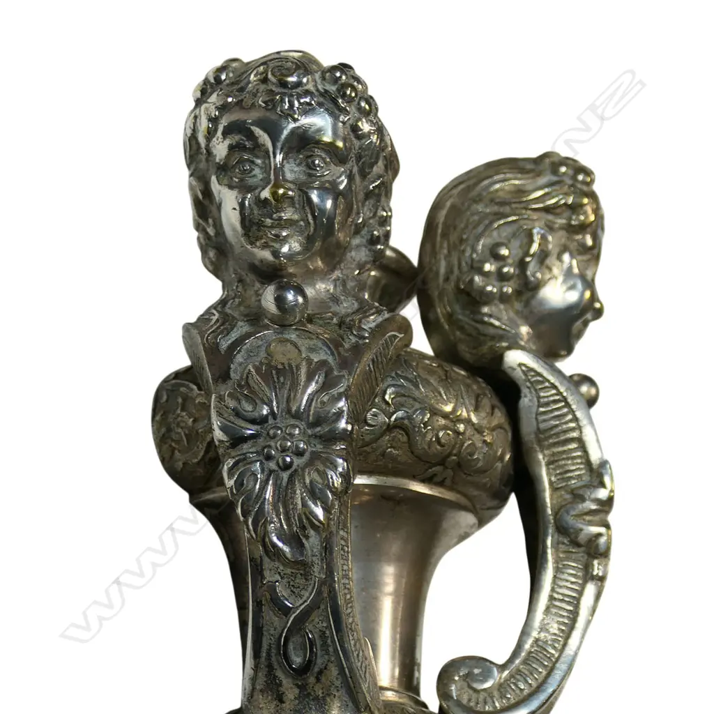 A pair of early 20thC silver plate figural wall sconces, Image 1++