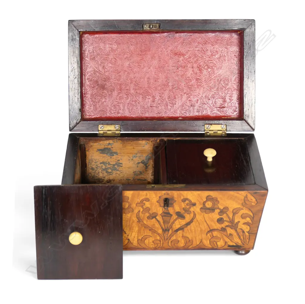 A Victorian satin wood tea caddy, Image 1++