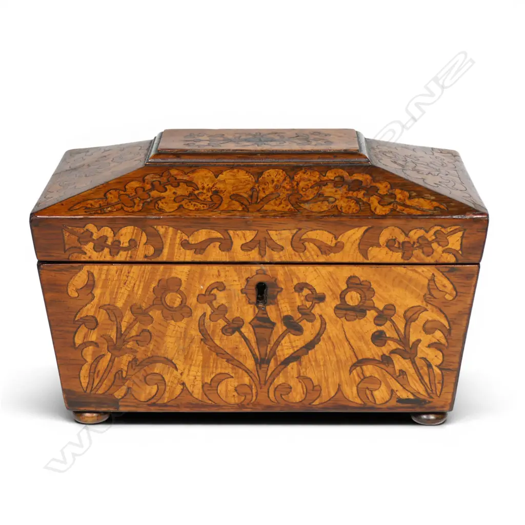 A Victorian satin wood tea caddy, Image 1++
