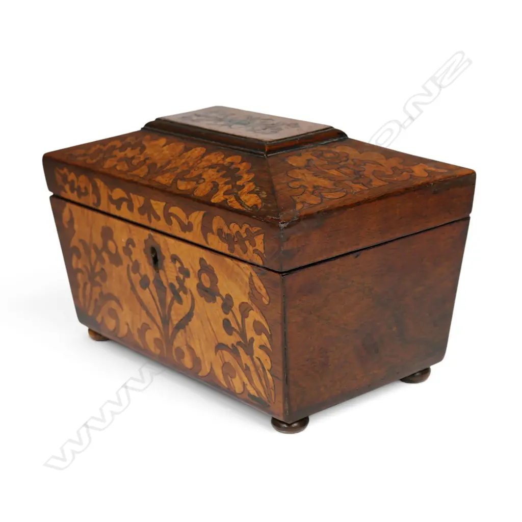 A Victorian satin wood tea caddy, Image 1++