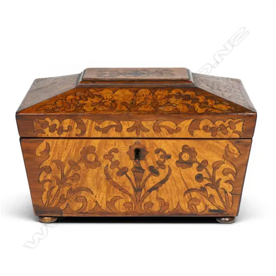 A Victorian satin wood tea caddy,
