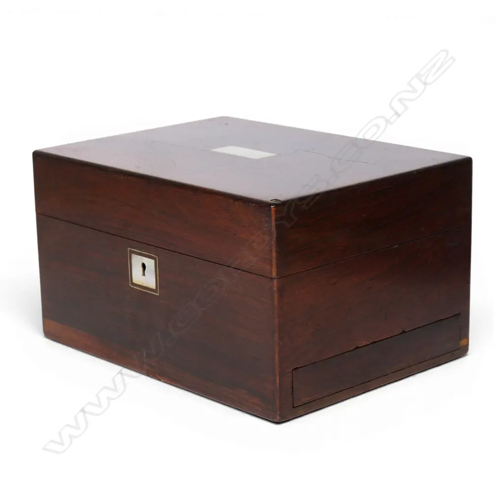 Victorian rosewood fitted travelling dressing / writing box. Image 1++