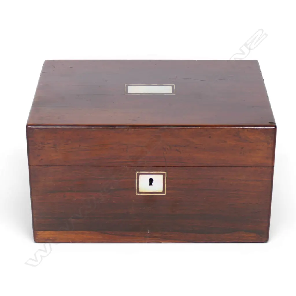 Victorian rosewood fitted travelling dressing / writing box. Image 1++