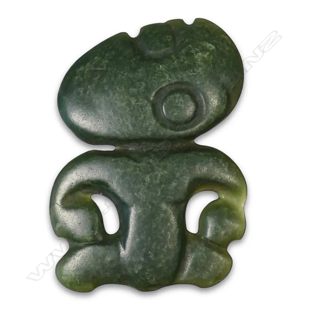 An uncommon early stone tooled small Māori hei tiki, Image 1++