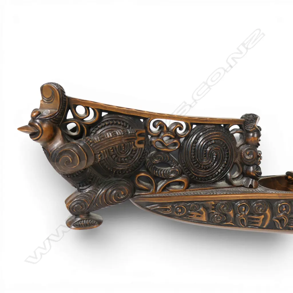 Rangi Redman carved model war canoe 'waka taua', Image 1++