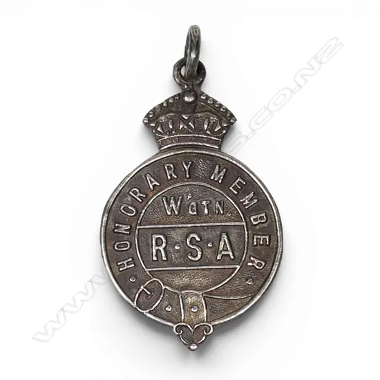 An uncommon silver fob for an Honorary Member of the Wellington Returned Soldier’s Association,