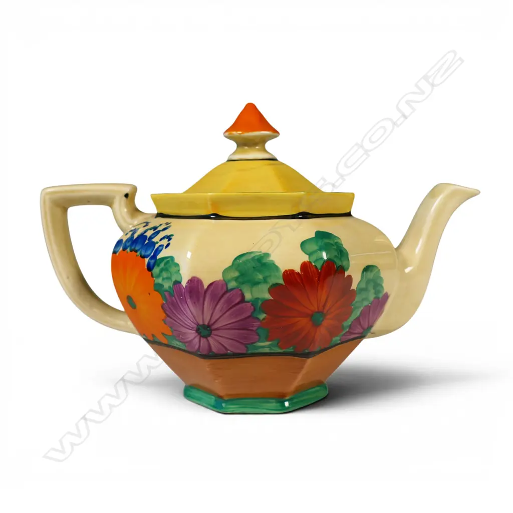A Clarice Cliff Bizarre tea pot, Image 1++