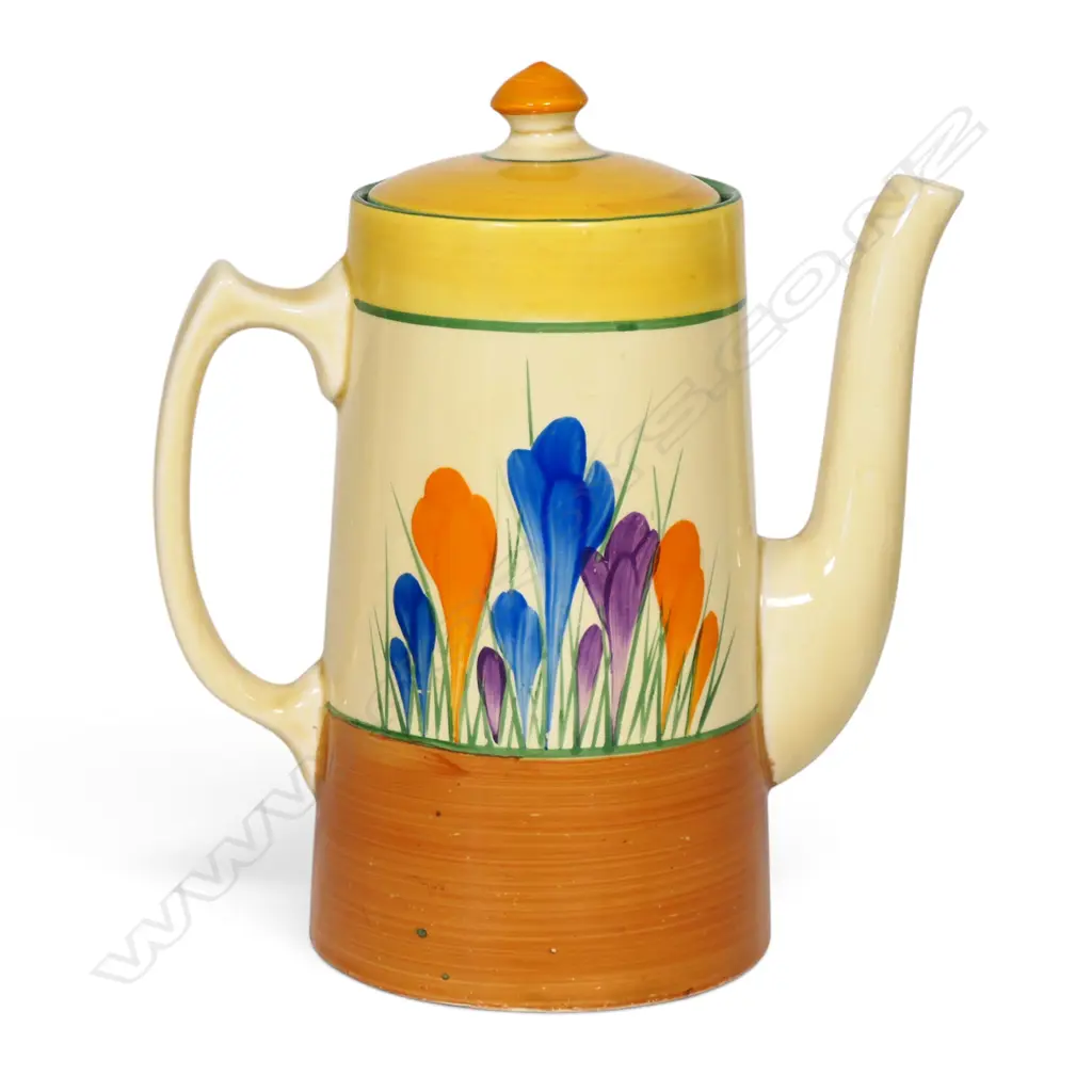 A Clarice Cliff Bizarre coffee pot, Image 1++