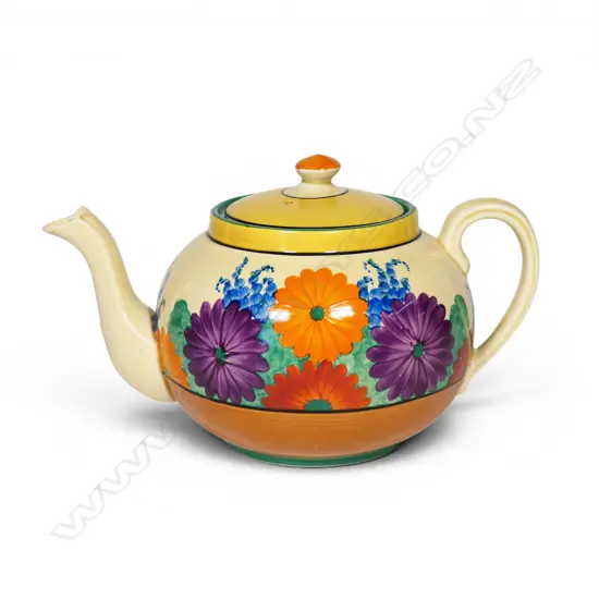 A Clarice Cliff Bizarre teapot,