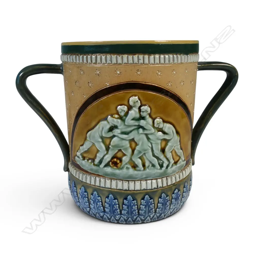 A rare Victorian Doulton Lambeth stoneware loving cup, Image 1++