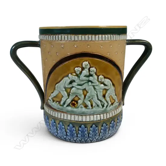 A rare Victorian Doulton Lambeth stoneware loving cup,